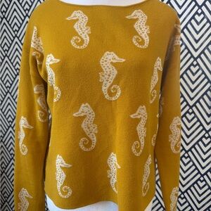 Philosophy Seahorse Pattern Mustard Sweater